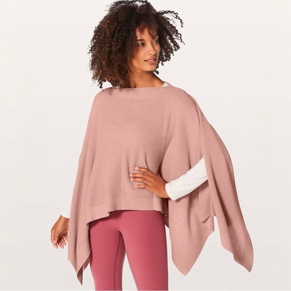Lululemon Forward Flow Cape Heathered Mink Berry‎ Soft Cashmere Blend Petal Pink - Picture 1 of 14